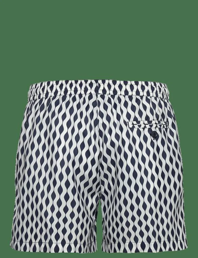 Classic Swim Shorts Navy Waves - Badbyxor