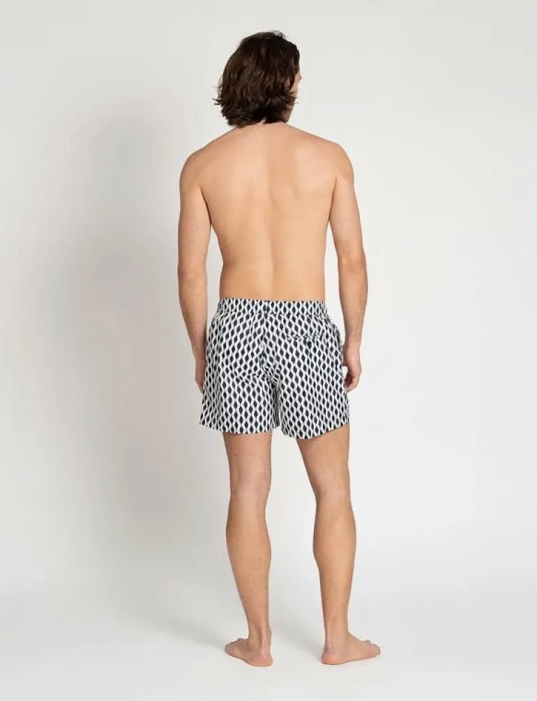Classic Swim Shorts Navy Waves - Badbyxor