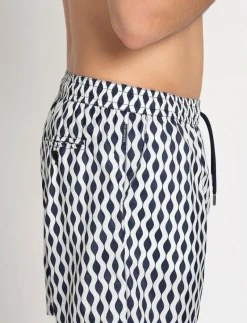 Classic Swim Shorts Navy Waves - Badbyxor