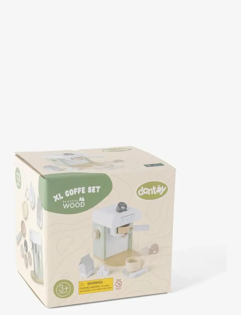 COFFEE MACHINE WOOD XL IN GIFT BOX 14 PARTS - Leksakskök & Tillbehör