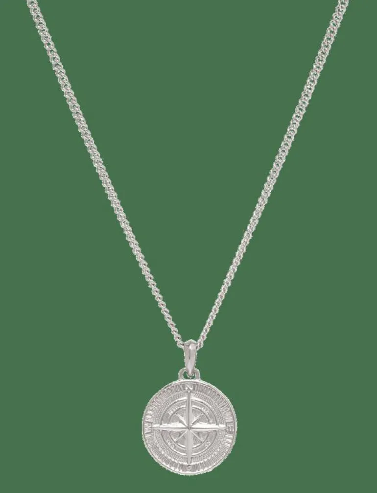 Compas - Necklace with medallion Steel - Halsband