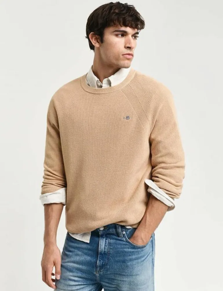 COTTON WOOL RIB C-NECK - Rundhalsad