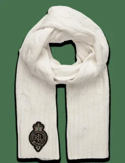 Crest-Patch Cable-Knit Scarf - Halsdukar
