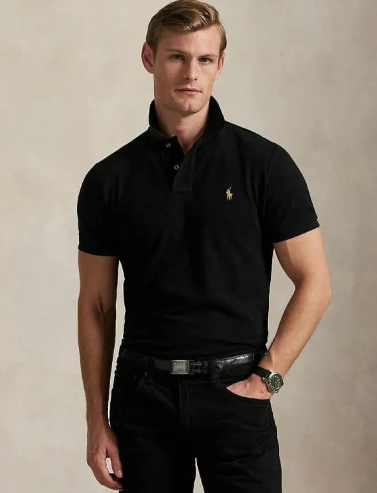 Custom Slim Plaid-Trim Mesh Polo Shirt - Kortärmade pikéer