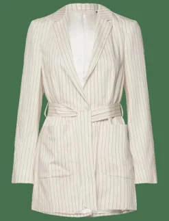 D2. PINSTRIPE BELTED BLAZER - Kavajer med skärp