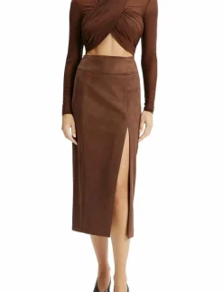 DANTE VEGAN SUEDE MIDI SKIRT - Midi kjolar