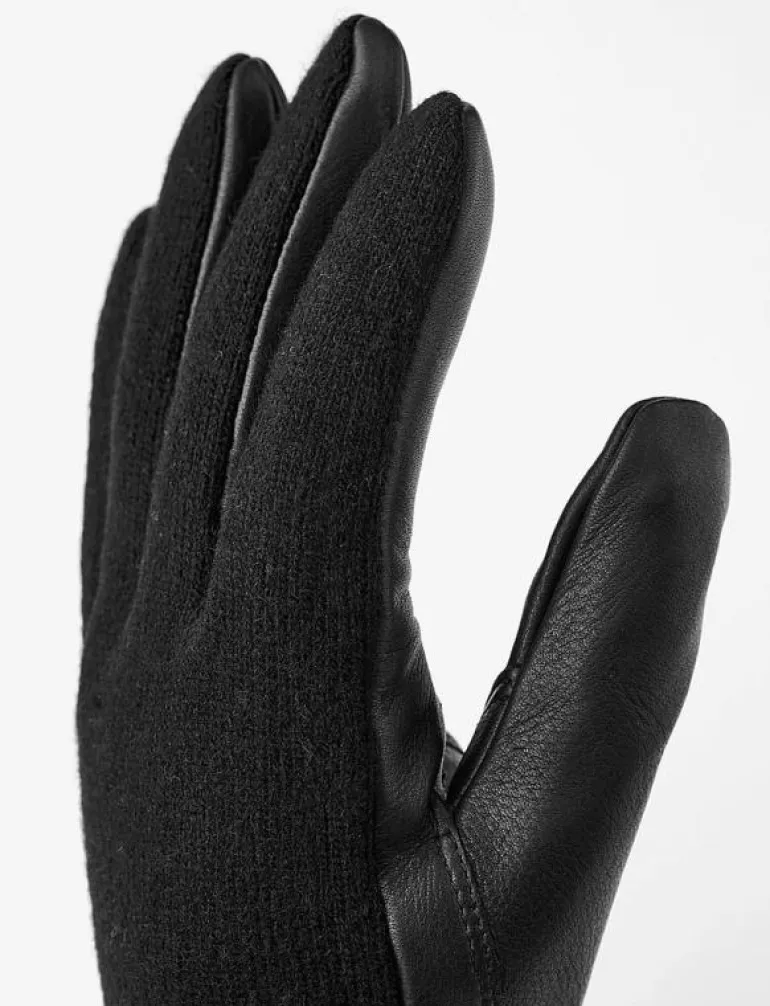 Deerskin Wool Tricot Black/Black - Fingervantar