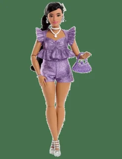 Deluxe Style Fashion Doll #8 in Metallic Purple Top and Sparkly Shorts with Accessories - Dockor