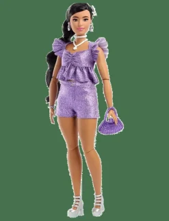 Deluxe Style Fashion Doll #8 in Metallic Purple Top and Sparkly Shorts with Accessories - Dockor