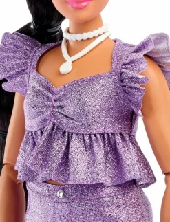 Deluxe Style Fashion Doll #8 in Metallic Purple Top and Sparkly Shorts with Accessories - Dockor