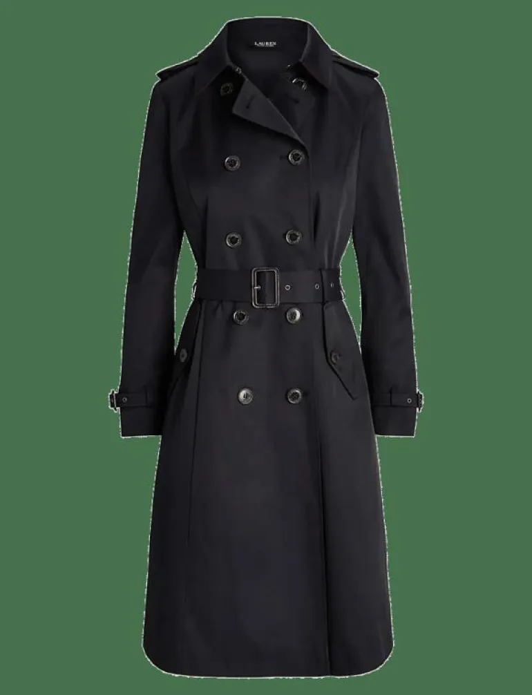 Double-Breasted Belted Trench Coat - Trenchcoats