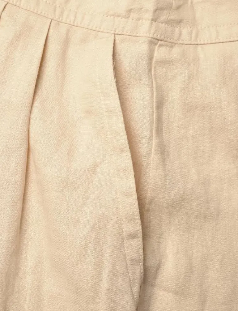Embroidered Linen Short-Sleeve Jumpsuit - Jumpsuits