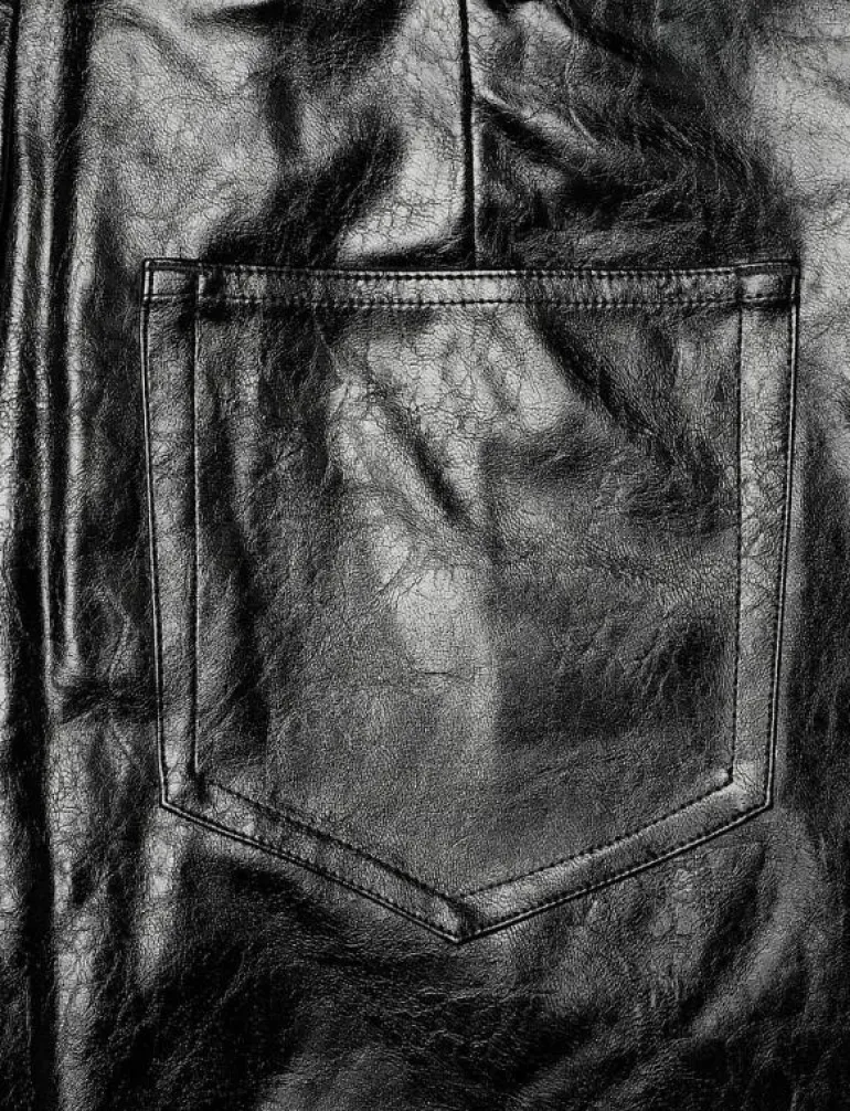 EMMETT PU TAPERED TROUSER - Skinnbyxor