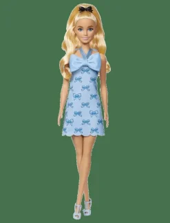 Fashionistas Doll #237 in Blue Bow Halter Dress, Blonde Ponytail with Bow Accessory - Dockor
