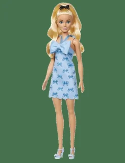 Fashionistas Doll #237 in Blue Bow Halter Dress, Blonde Ponytail with Bow Accessory - Dockor