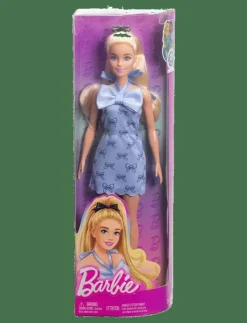 Fashionistas Doll #237 in Blue Bow Halter Dress, Blonde Ponytail with Bow Accessory - Dockor