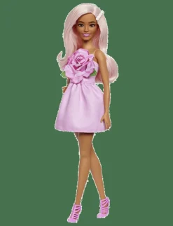 Fashionistas Doll #238 in Strapless Rose Dress, Pink Hair with Barrette Accessory - Dockor