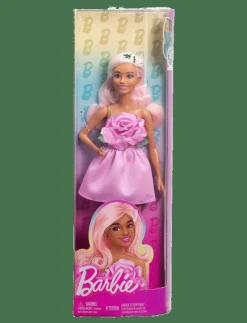 Fashionistas Doll #238 in Strapless Rose Dress, Pink Hair with Barrette Accessory - Dockor