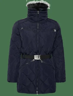 Faux-Fur-Trim Diamond-Quilted Down Coat - Dun- & vadderade jackor