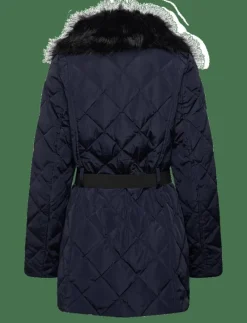 Faux-Fur-Trim Diamond-Quilted Down Coat - Dun- & vadderade jackor