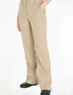 FLANNEL WOOL SLIM STRAIGHT PANTS - Raka byxor