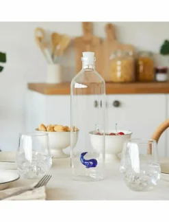Flaska Atlantis, Blå Val, 1,2l, Borosilikatglas - Vattenflaskor