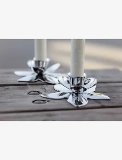 Flower Art Deco Candlestick - Chrome - Dekoration