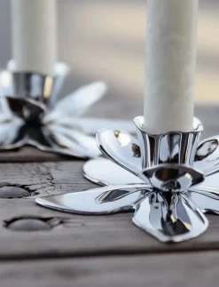 Flower Art Deco Candlestick - Chrome - Dekoration