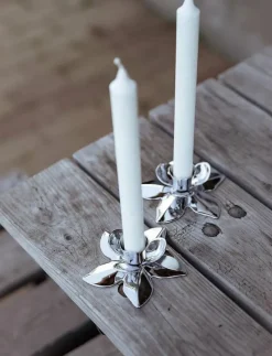 Flower Art Deco Candlestick - Chrome - Dekoration