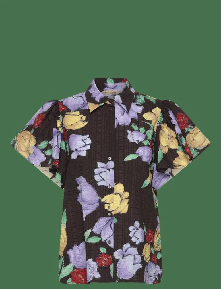 Flowered Cotton Top - Kortärmade skjortor