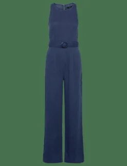 Flowy denim jumpsuit with belt - Jumpsuits