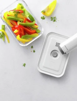 Fresh & Save, Vakuum box M Grå Glas - Köksförvaring
