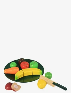 Fruit in wood on the plate, with velcro - Leksaksmat & Leksakstårtor