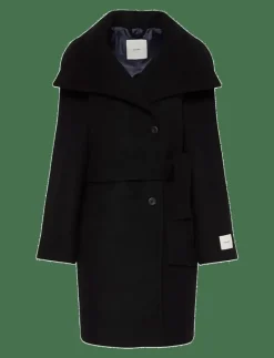 FUNNEL NECK KNEE LENGTH WOOL COA - Ullkappor