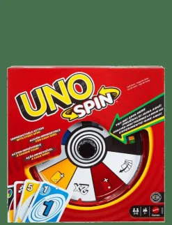 Games UNO Spin Card Game for Kid, Adult & Family Nights, Classic Play with Spinner - Kortspel