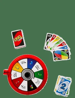 Games UNO Spin Card Game for Kid, Adult & Family Nights, Classic Play with Spinner - Kortspel