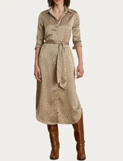 Geo-Print Satin Charmeuse Shirtdress - Midiklänningar