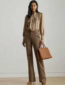 Geo-Print Twill Tie-Neck Blouse - Långärmade blusar