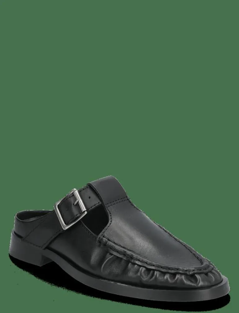 Gianna Black Buckled Mules - Mules med klack