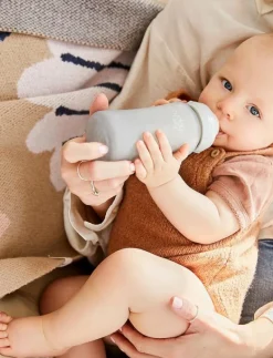 Glass Baby Bottle Healthy + Quiet Grey 240ml - Nappflaskor