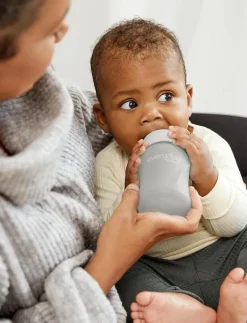 Glass Baby Bottle Healthy + Quiet Grey 150ml - Nappflaskor