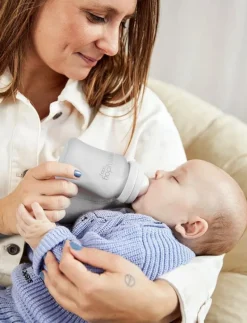 Glass Baby Bottle Healthy + Quiet Grey 150ml - Nappflaskor