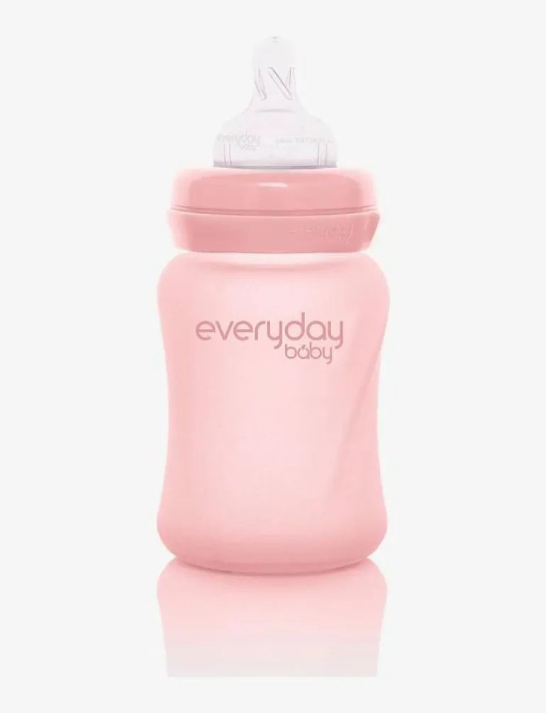 Glass Baby Bottle Healthy + Rose Pink 150ml - Nappflaskor