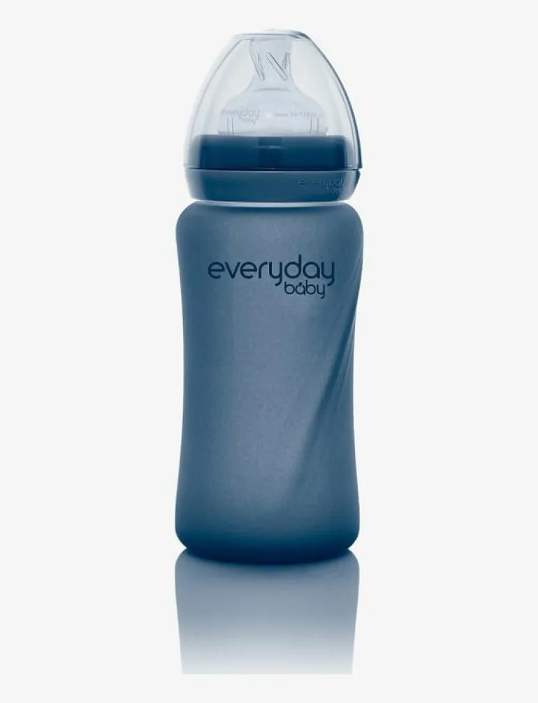 Glass Baby Bottle Heat Sensing Healthy + Blueberry 240ml - Nappflaskor