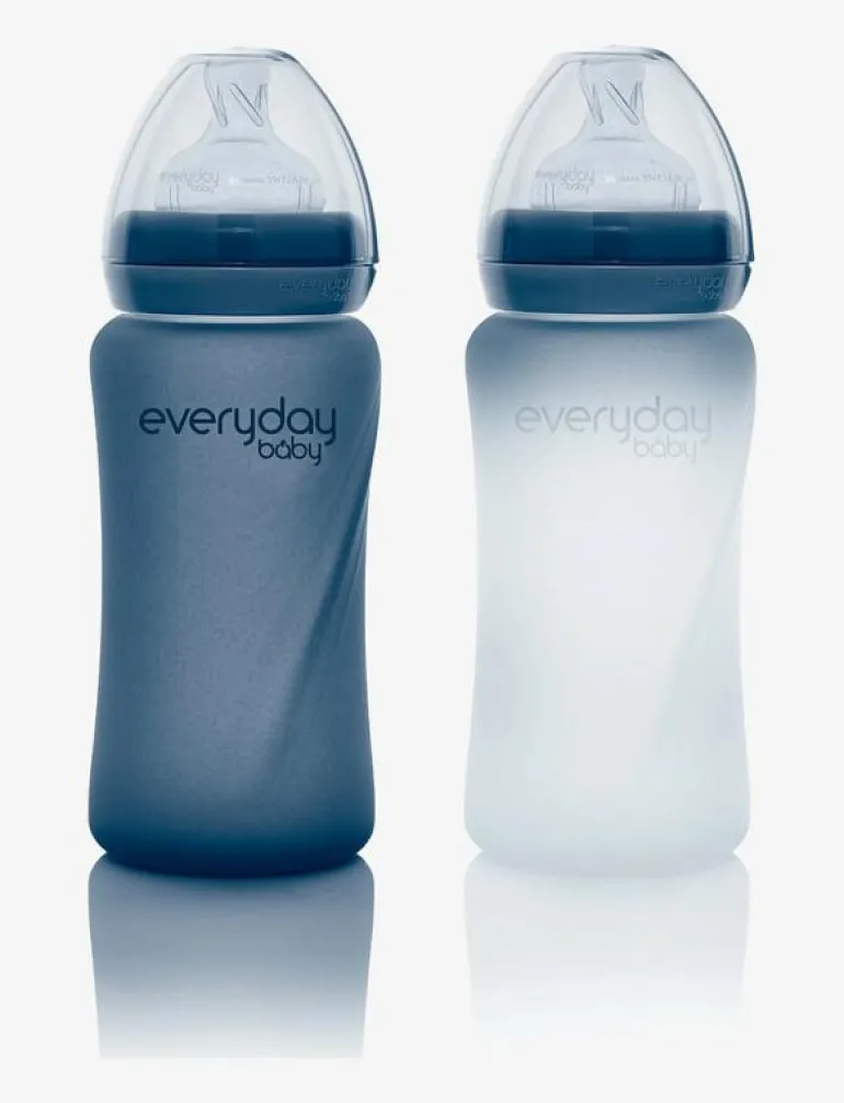 Glass Baby Bottle Heat Sensing Healthy + Blueberry 240ml - Nappflaskor
