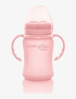 Glass Sippy Cup Healthy + Rose Pink - Nappflaskor