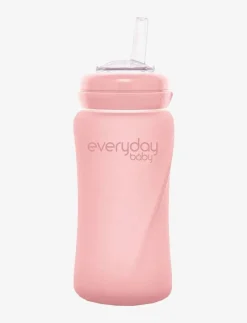 Glass Straw Bottle Healthy + Rose Pink - Nappflaskor