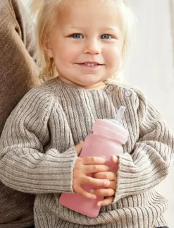 Glass Straw Bottle Healthy + Rose Pink - Nappflaskor