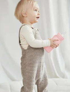 Glass Straw Bottle Healthy + Rose Pink - Nappflaskor