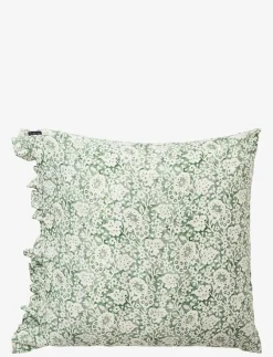 Green Floral Printed Cotton Sateen Pillowcase - Örngott